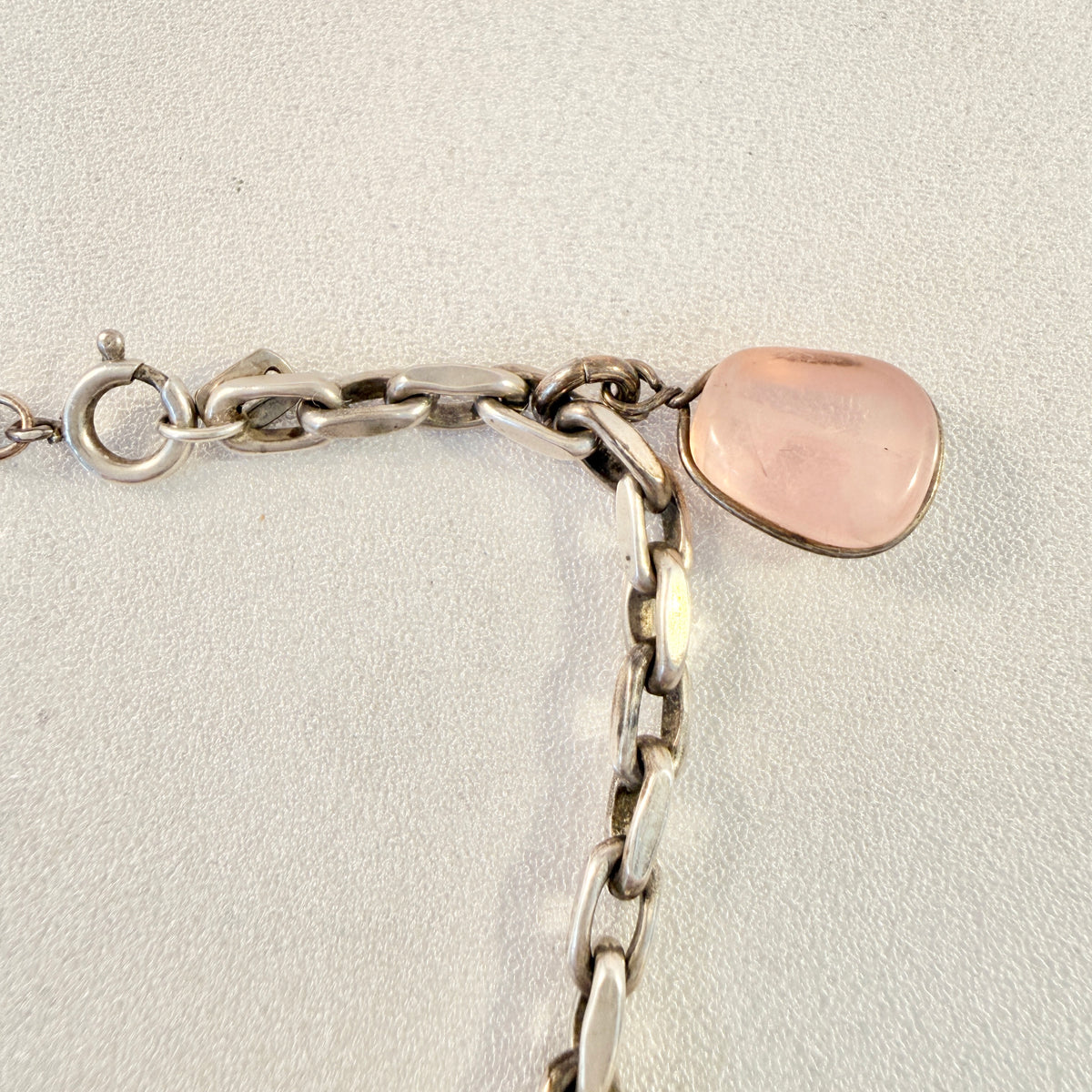 Vintage ca 1960s Solid Silver Multi Quartz Stone Bracelet.