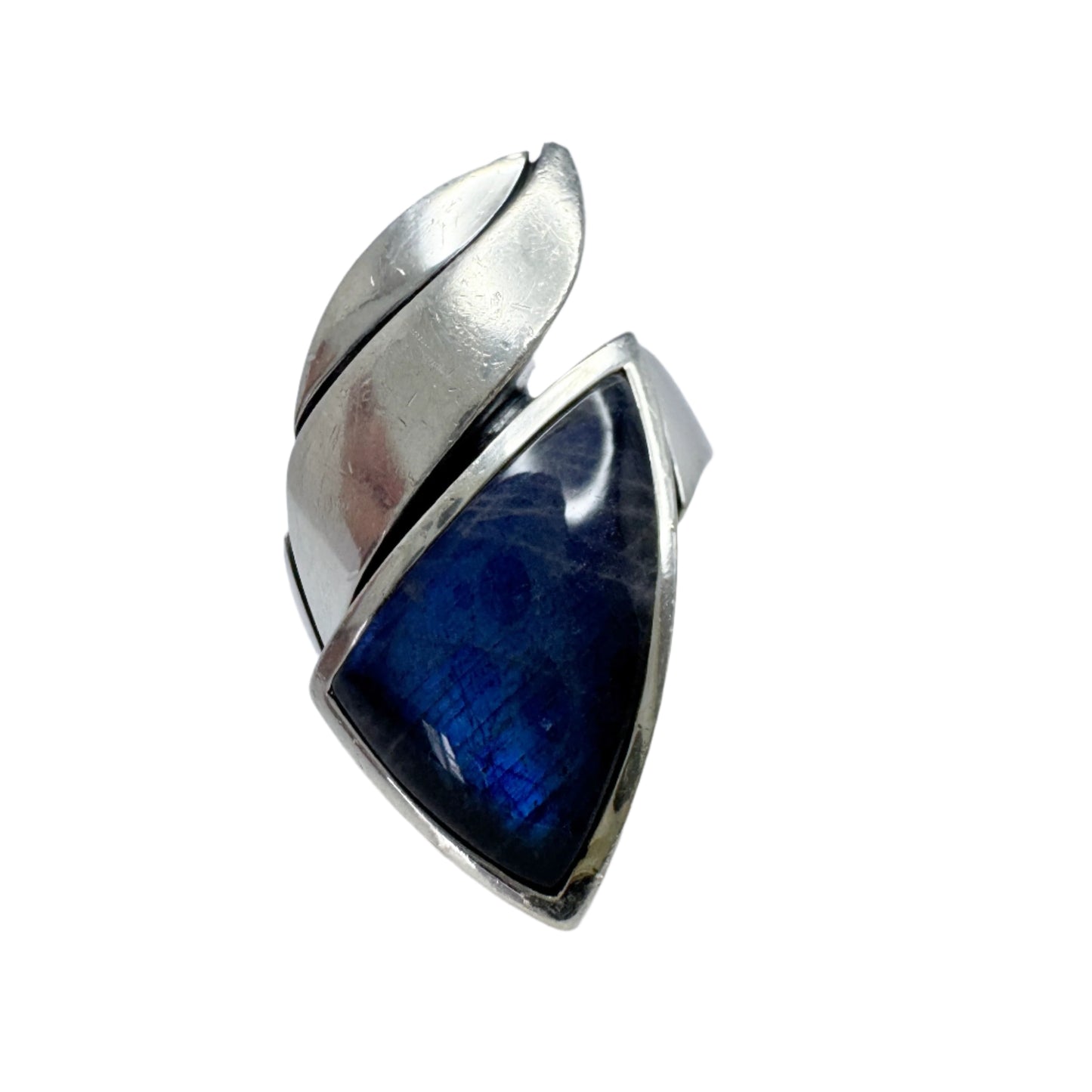 KEN or KLEIN, Bold Vintage Sterling Silver Labradorite Ring.