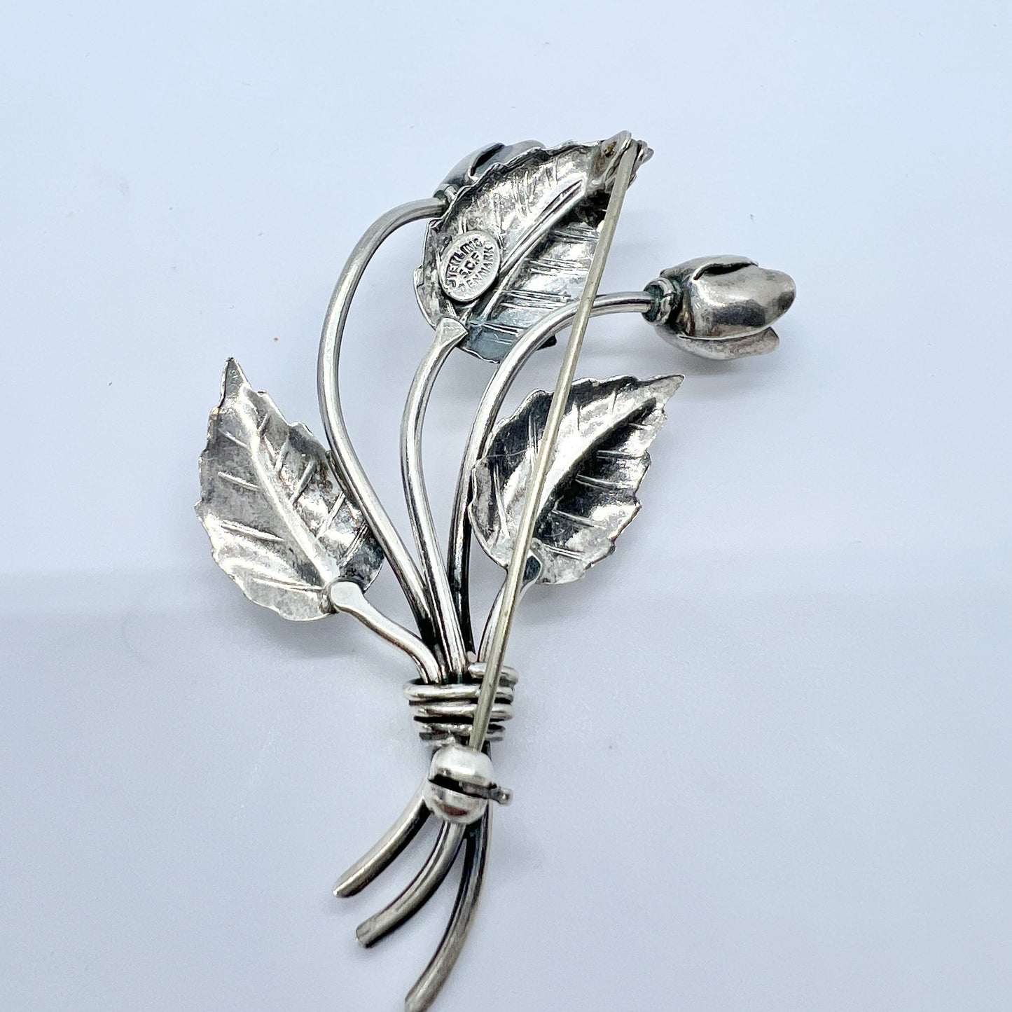 Christian Fogh, Denmark 1950s. Vintage Sterling Silver Flower Brooch.