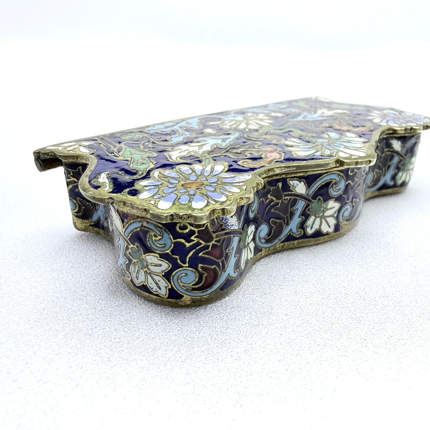 France ca 1890s. Antique Art Nouveau Champlevé Enamel Trinket Jewelry Box.