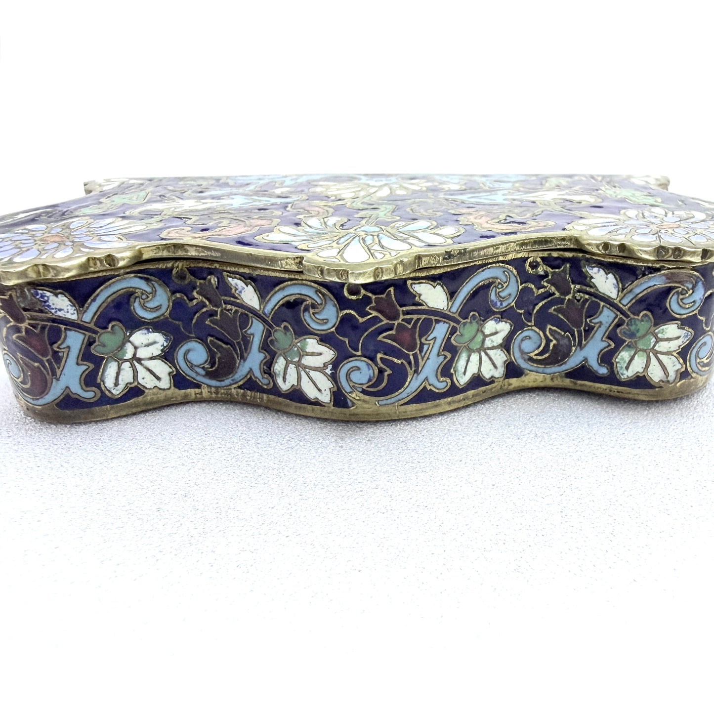 France ca 1890s. Antique Art Nouveau Champlevé Enamel Trinket Jewelry Box.