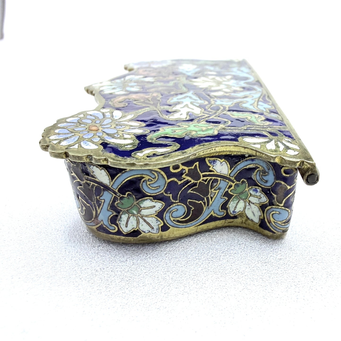 France ca 1890s. Antique Art Nouveau Champlevé Enamel Trinket Jewelry Box.