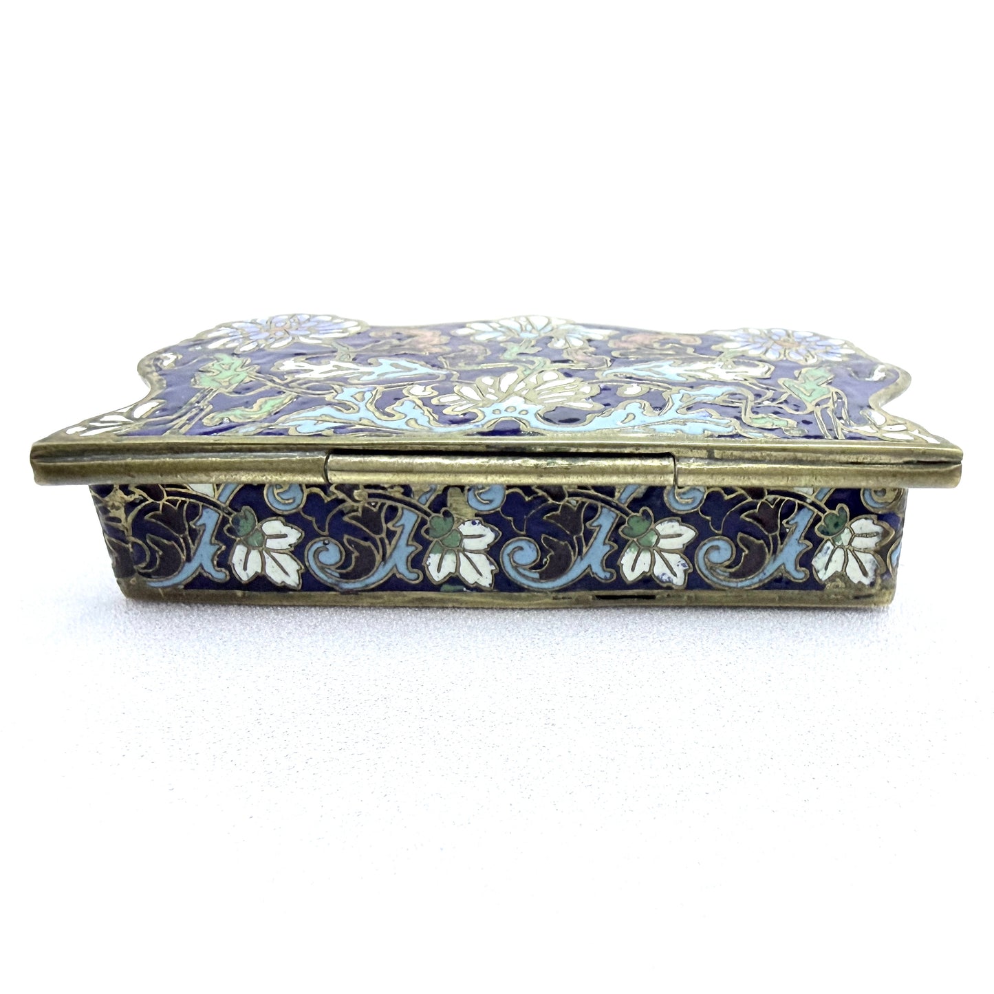 France ca 1890s. Antique Art Nouveau Champlevé Enamel Trinket Jewelry Box.