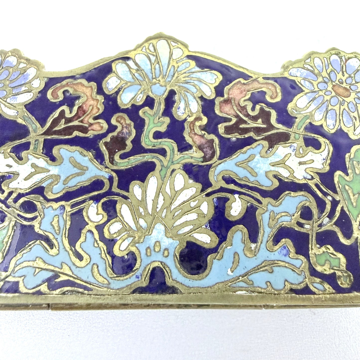 France ca 1890s. Antique Art Nouveau Champlevé Enamel Trinket Jewelry Box.