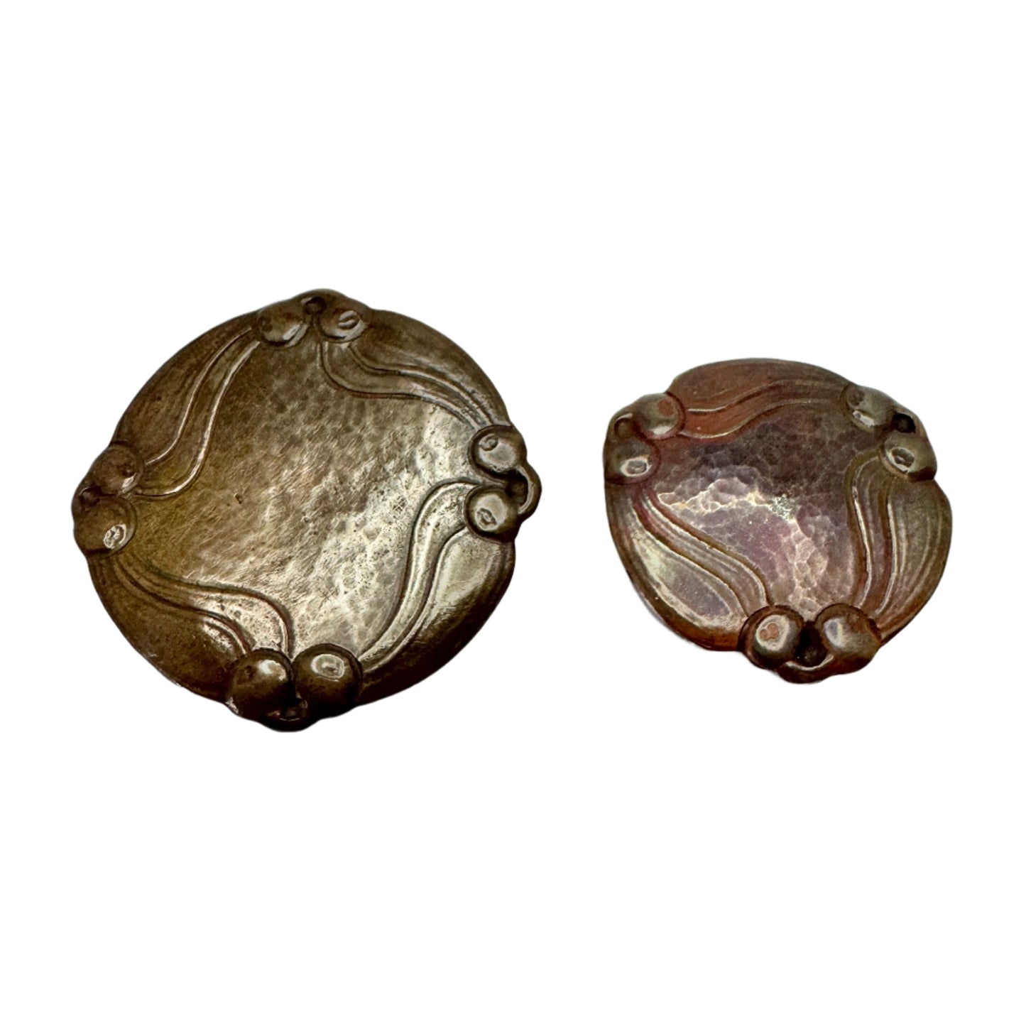 Antique Art Nouveau Hammered Copper Brooch + Buckle.