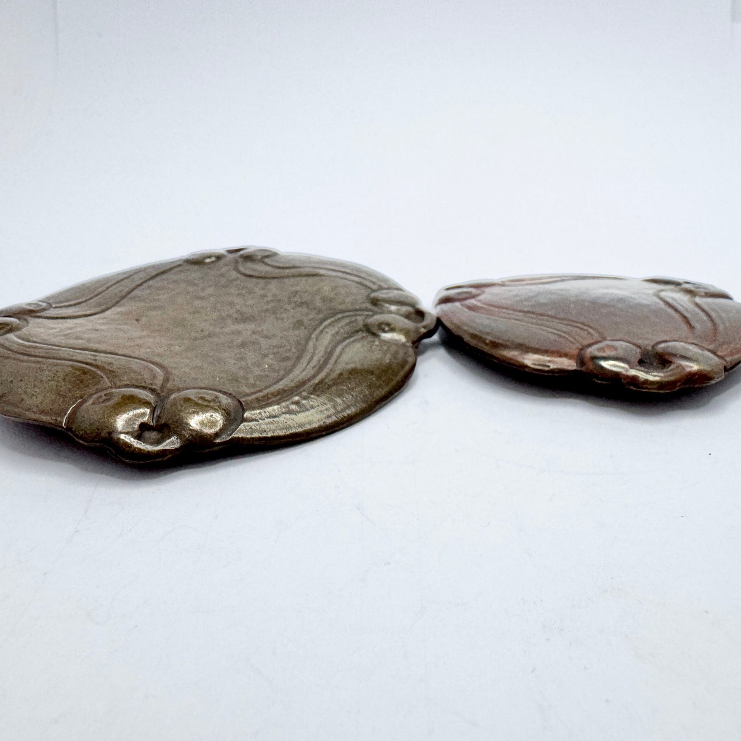 Antique Art Nouveau Hammered Copper Brooch + Buckle.