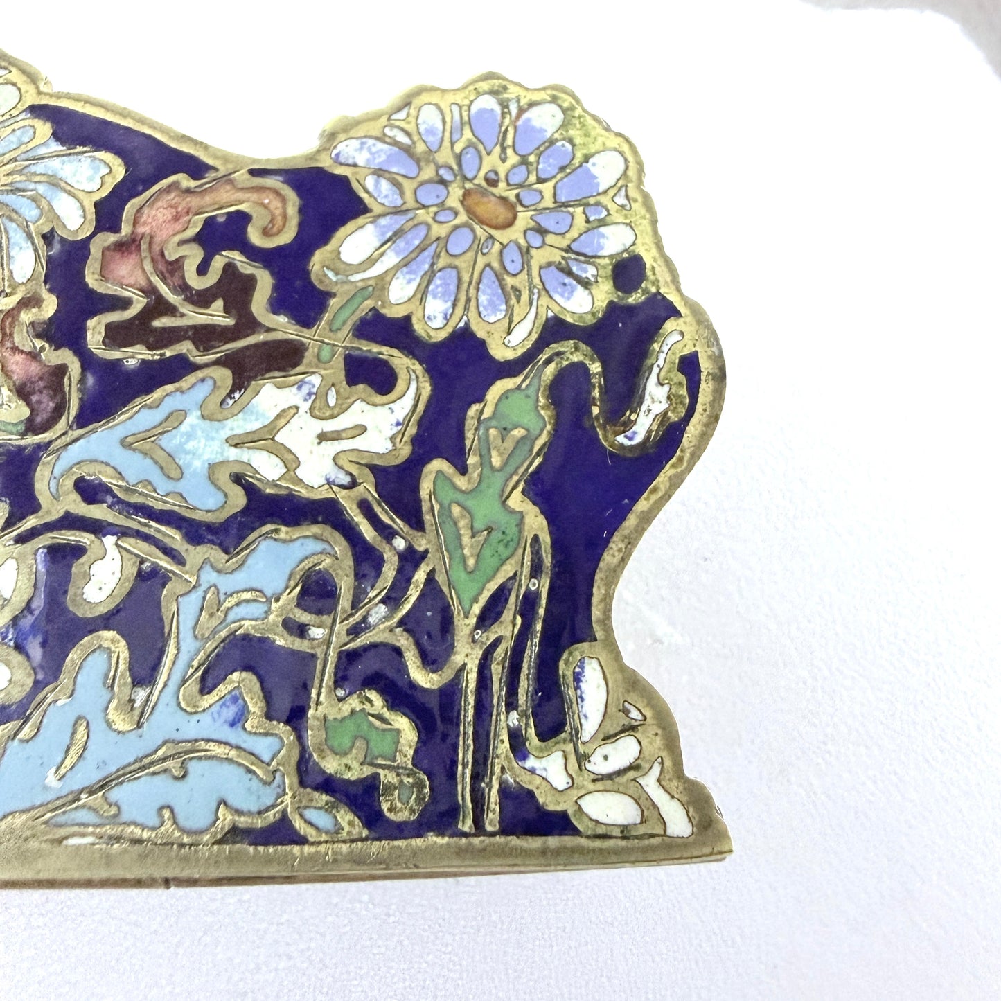 France ca 1890s. Antique Art Nouveau Champlevé Enamel Trinket Jewelry Box.