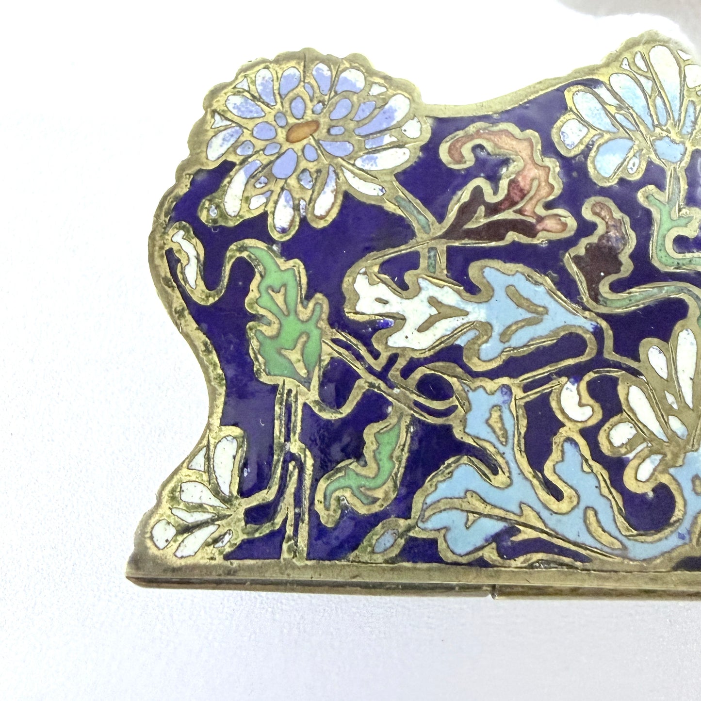 France ca 1890s. Antique Art Nouveau Champlevé Enamel Trinket Jewelry Box.