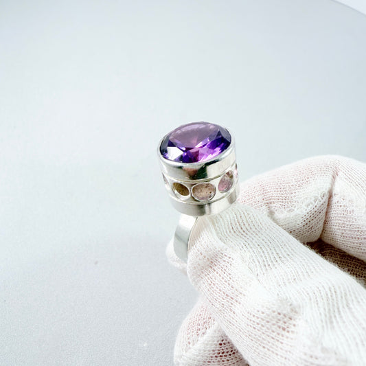 Bengt Hallberg, Sweden 1968. Vintage Sterling Silver Amethyst Ring