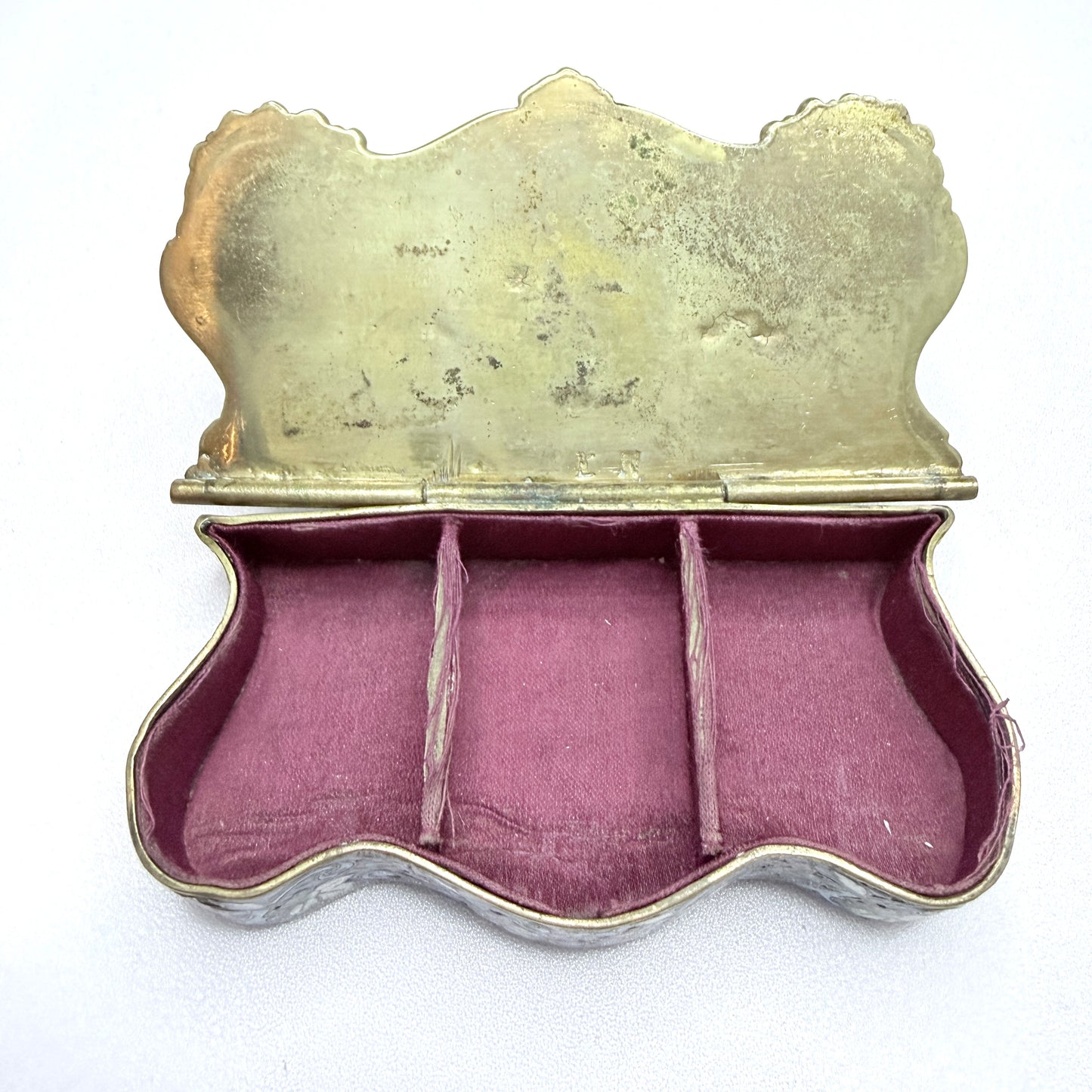 France ca 1890s. Antique Art Nouveau Champlevé Enamel Trinket Jewelry Box.