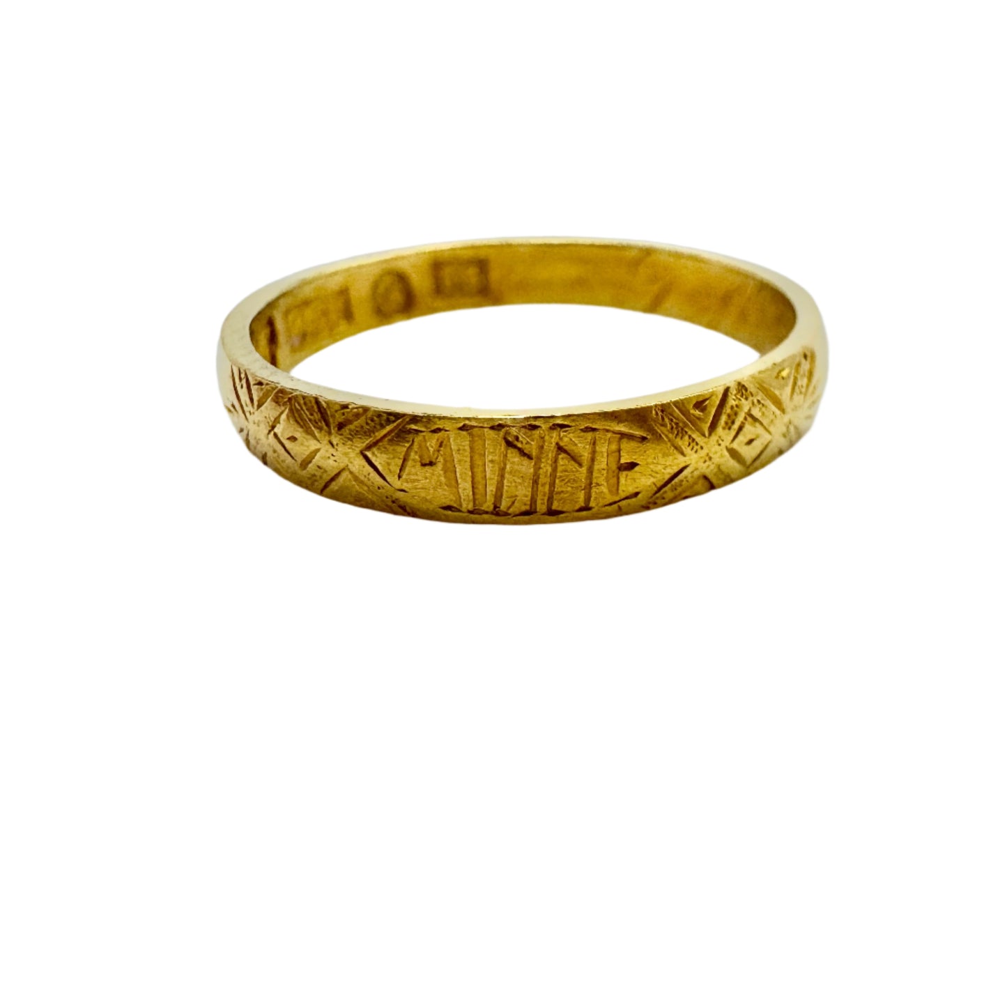 Frans Holm, Sweden year 1860. Antique 23k Gold Memory Ring.