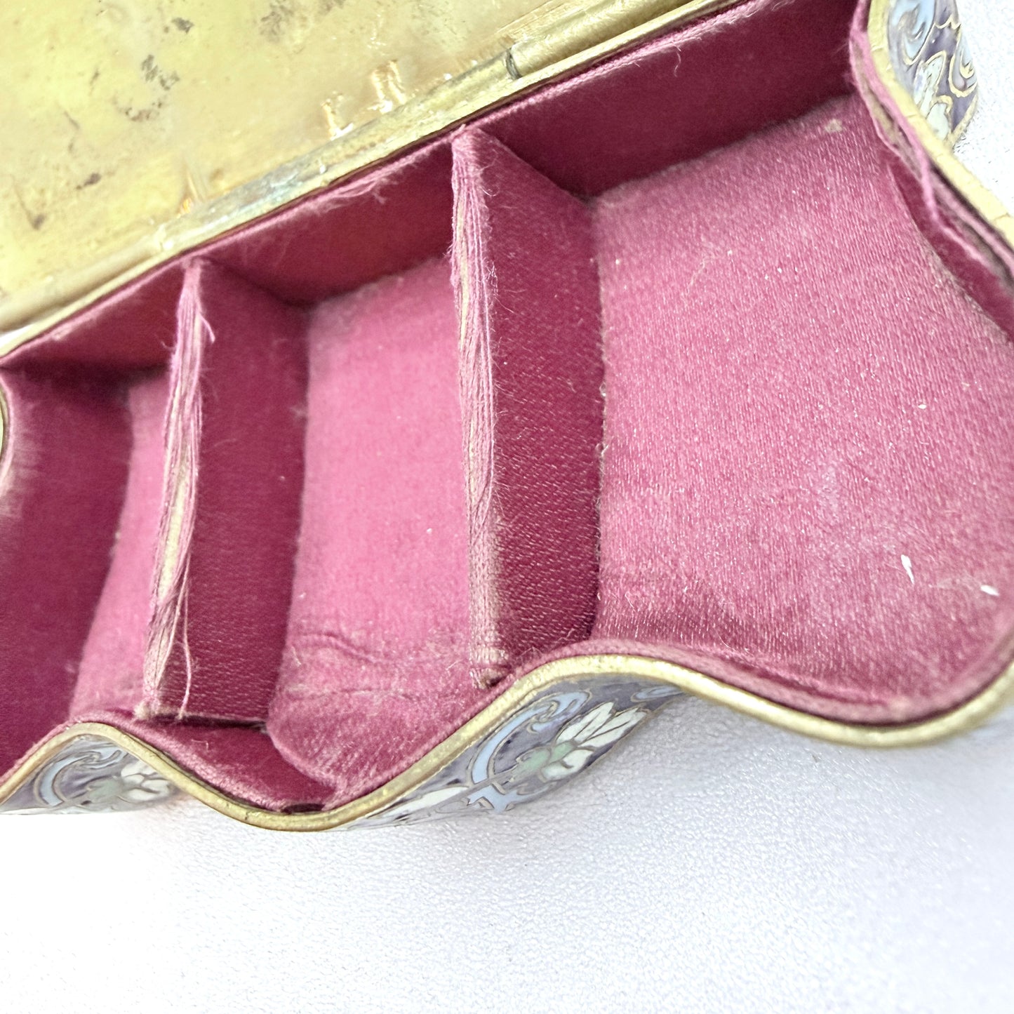 France ca 1890s. Antique Art Nouveau Champlevé Enamel Trinket Jewelry Box.