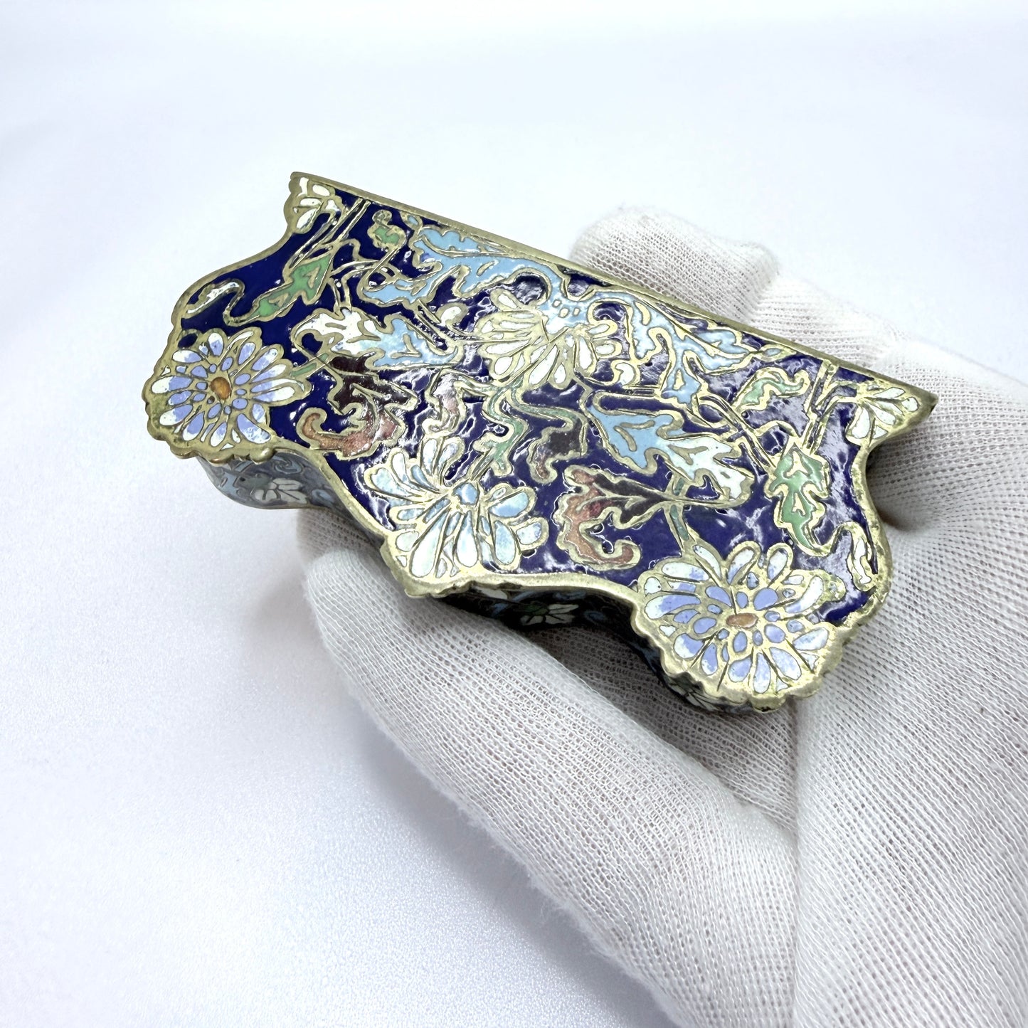 France ca 1890s. Antique Art Nouveau Champlevé Enamel Trinket Jewelry Box.