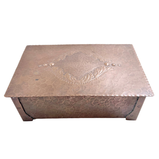 Antique Copper Jugendstil Art Nouveau Jewelry Large Trinket Casket