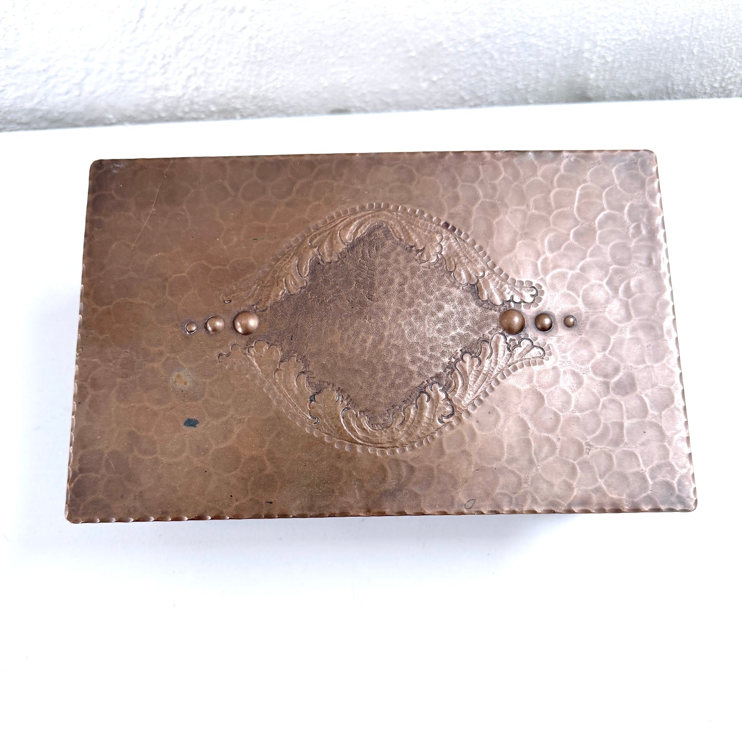 Antique Copper Jugendstil Art Nouveau Jewelry Large Trinket Casket