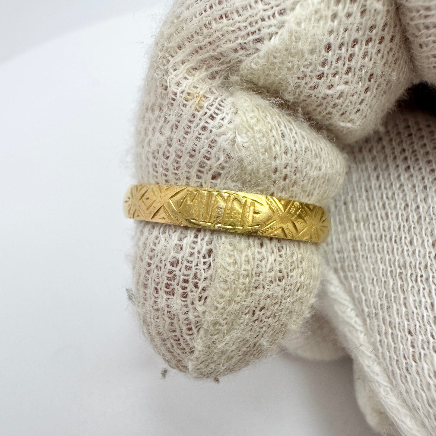 Frans Holm, Sweden year 1860. Antique 23k Gold Memory Ring.