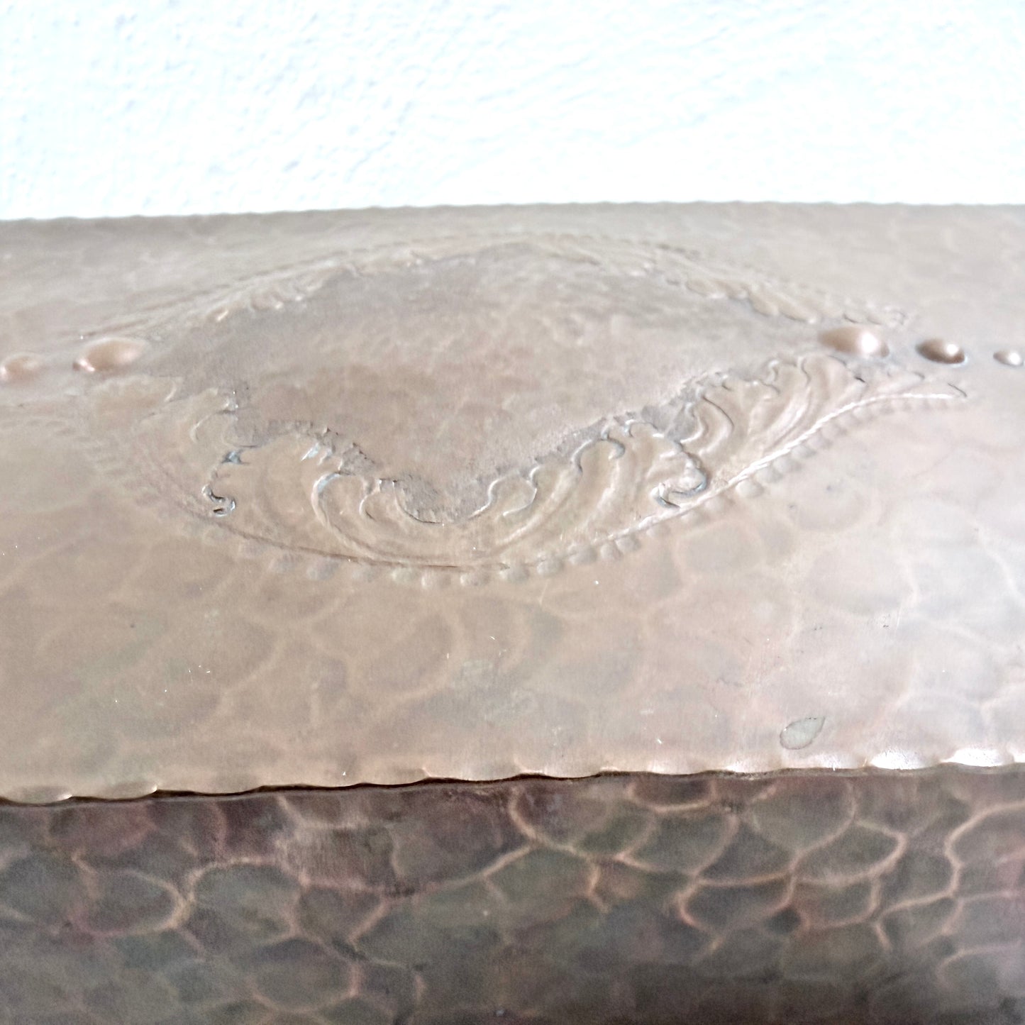 Antique Copper Jugendstil Art Nouveau Jewelry Large Trinket Casket
