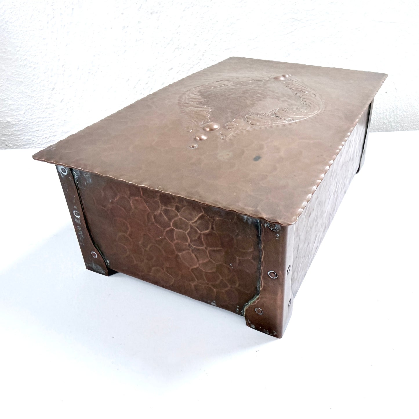 Antique Copper Jugendstil Art Nouveau Jewelry Large Trinket Casket