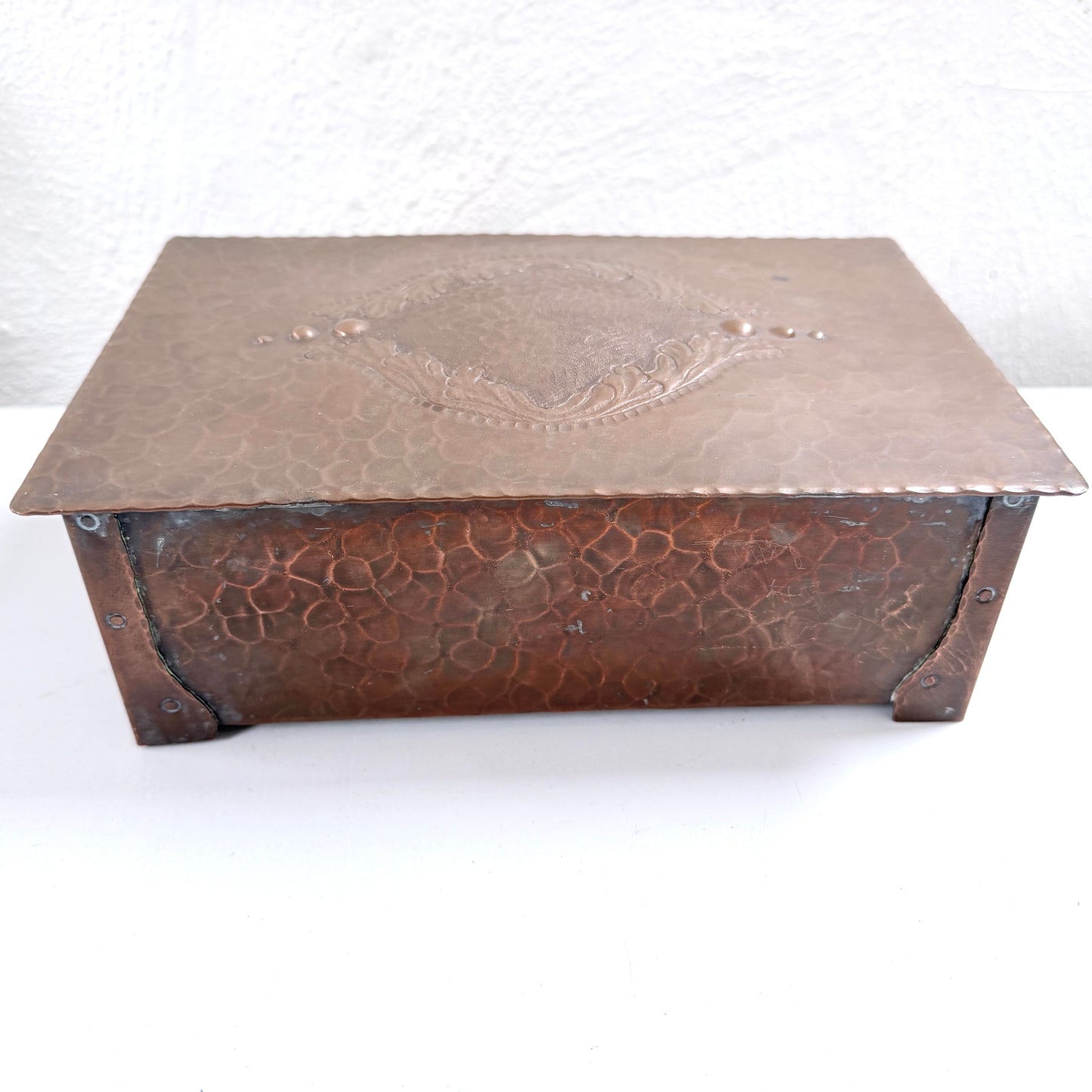 Antique Copper Jugendstil Art Nouveau Jewelry Large Trinket Casket