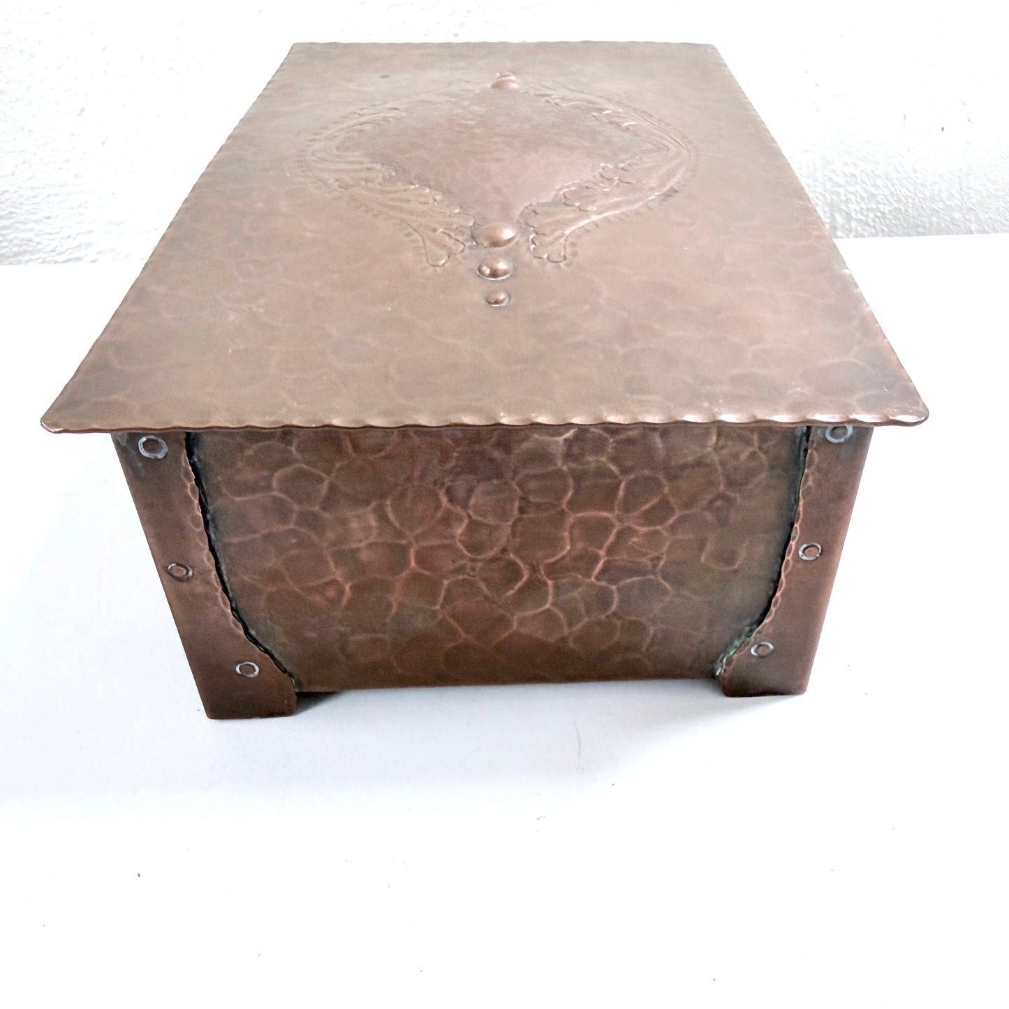 Antique Copper Jugendstil Art Nouveau Jewelry Large Trinket Casket