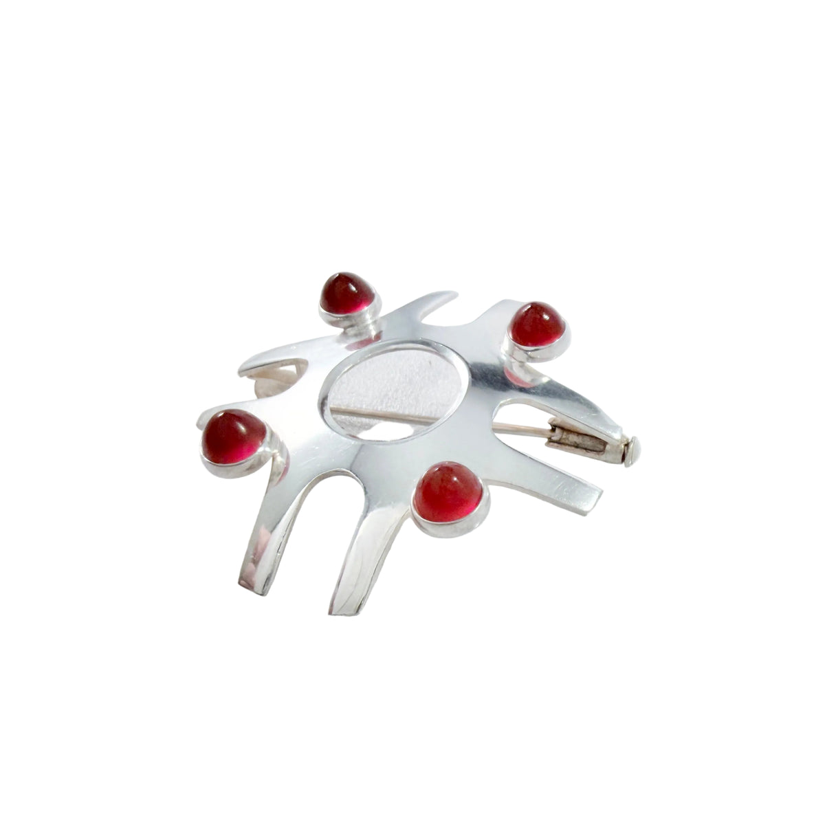 Salovaara, Finland. Vintage Sterling Silver Carnelian Brooch.