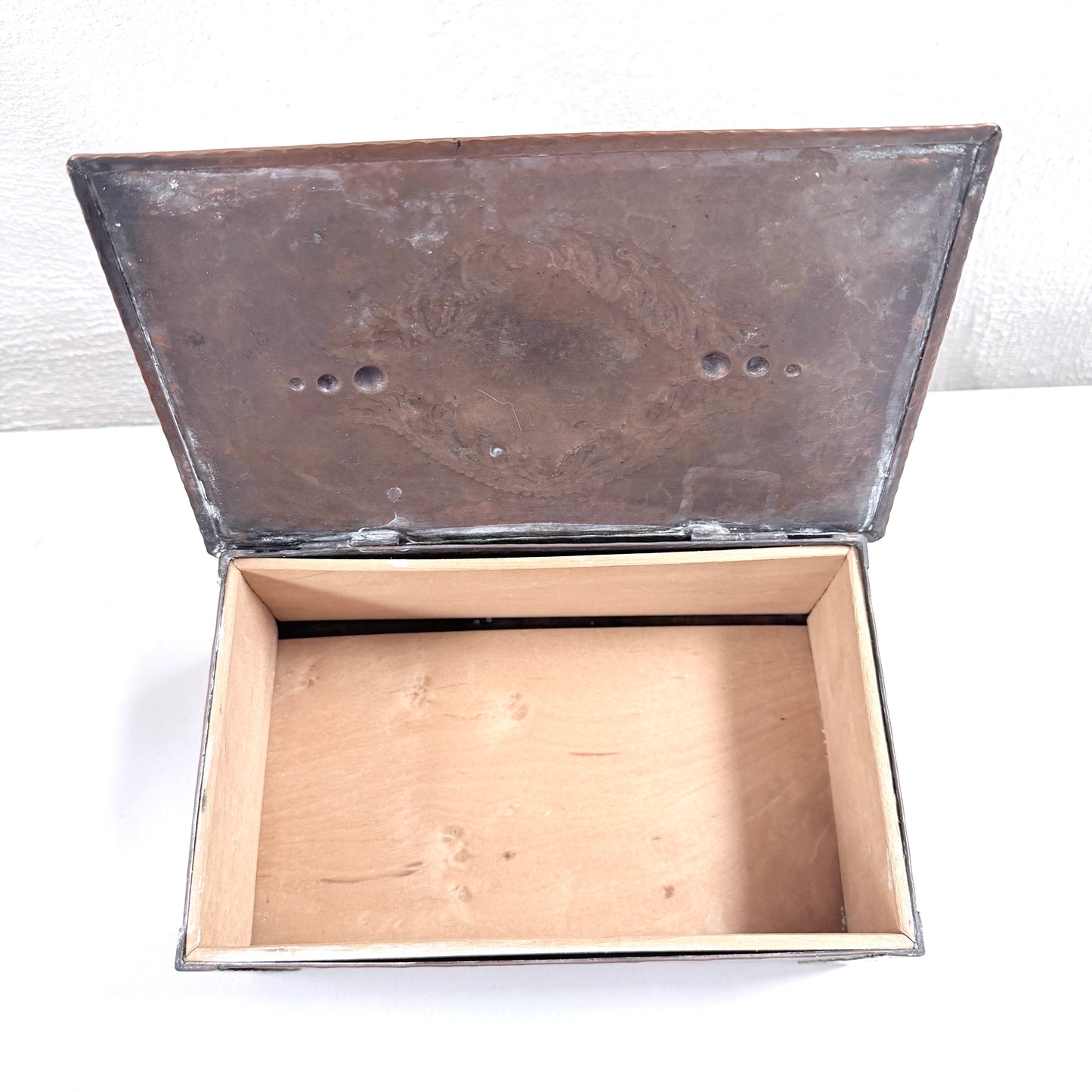 Antique Copper Jugendstil Art Nouveau Jewelry Large Trinket Casket