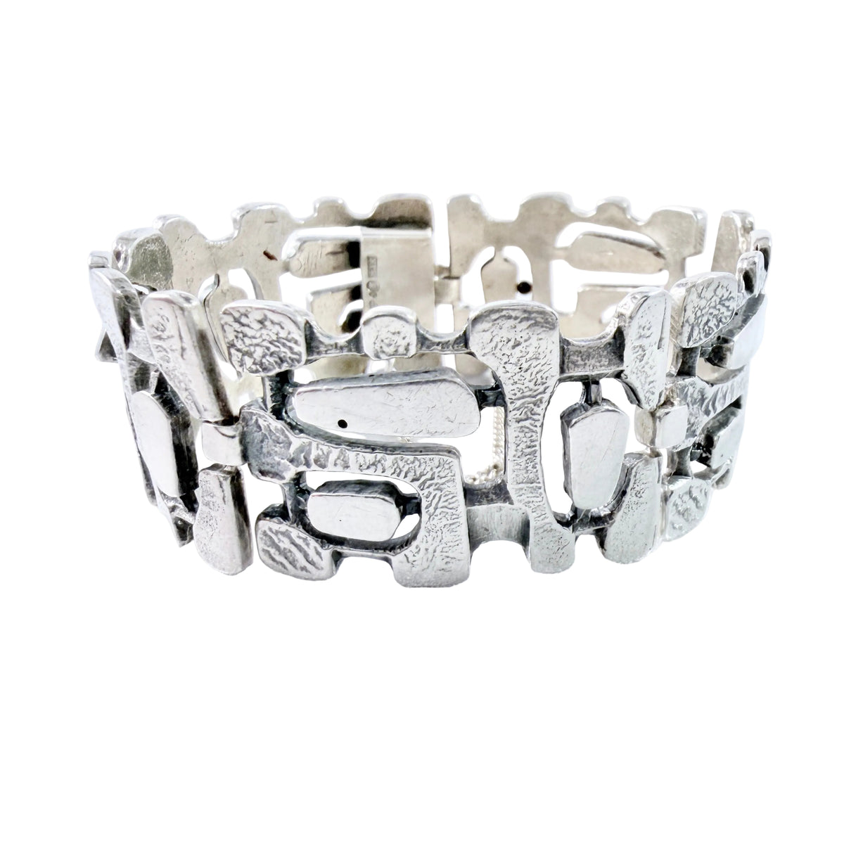 Joachim Klintz, Sweden year 1970. Chunky Vintage Modernist Sterling Silver Bracelet.
