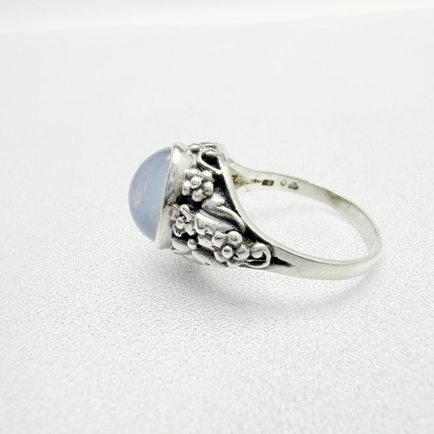 Sweden year 1954. Vintage Solid Silver Moonstone Ring.