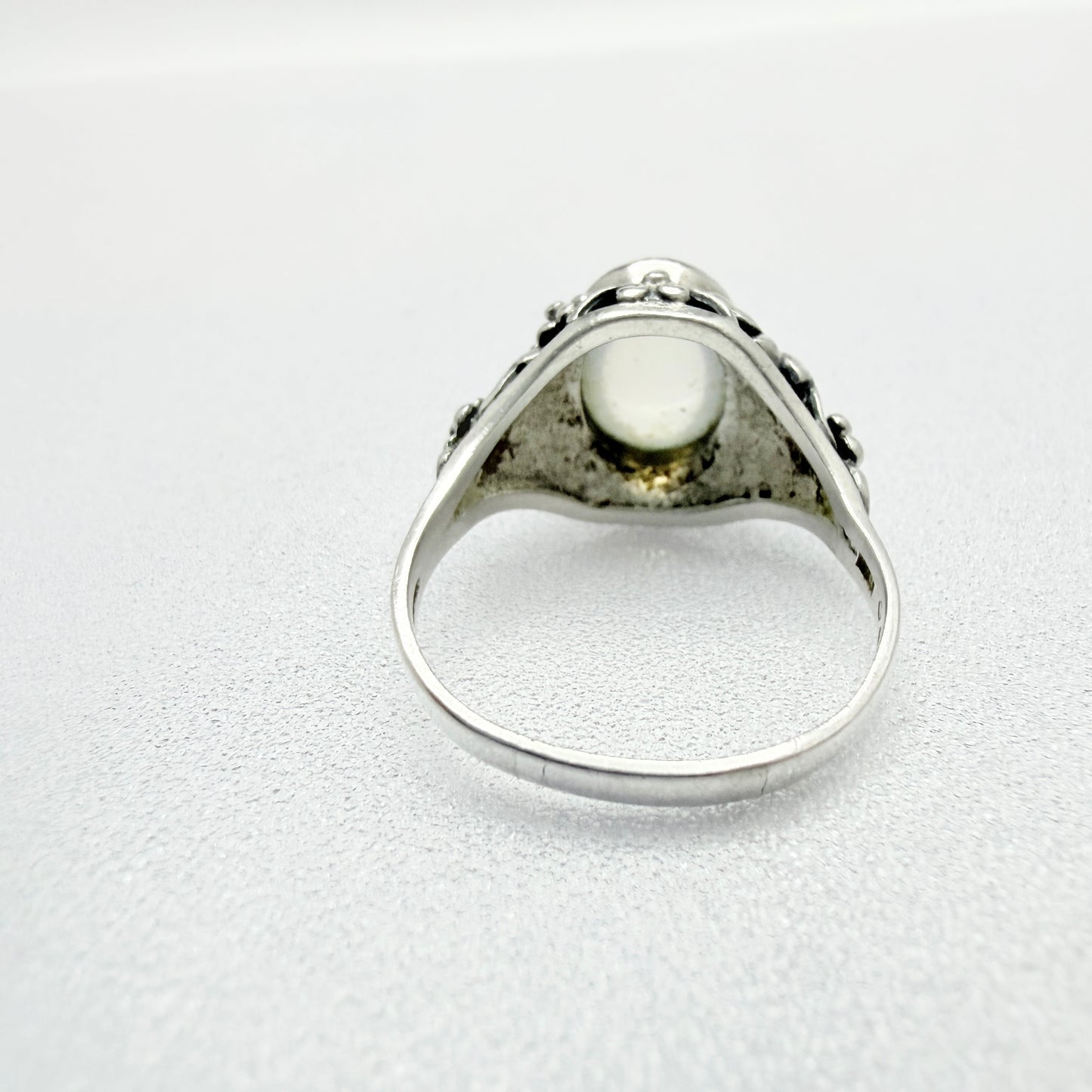 Sweden year 1954. Vintage Solid Silver Moonstone Ring.