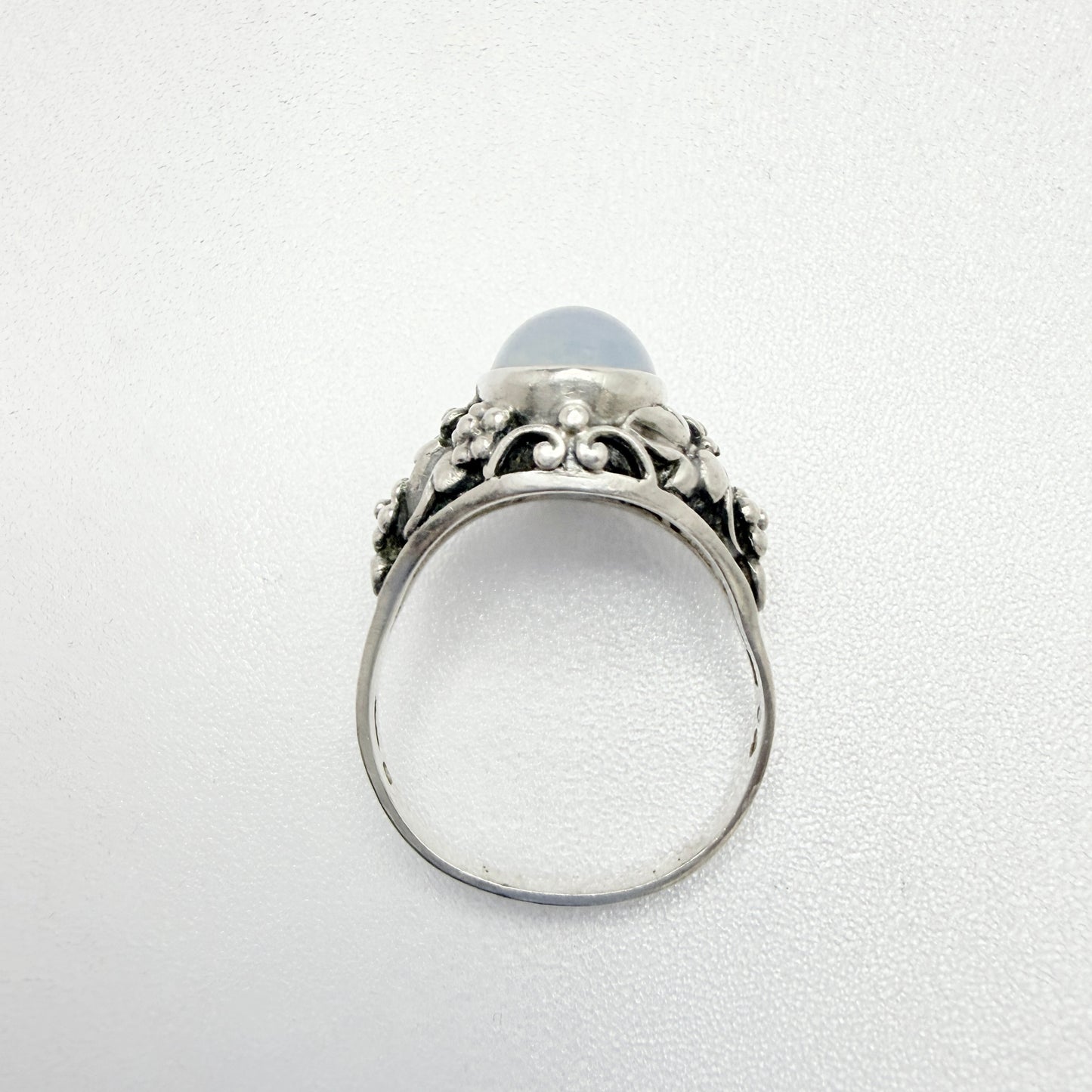 Sweden year 1954. Vintage Solid Silver Moonstone Ring.