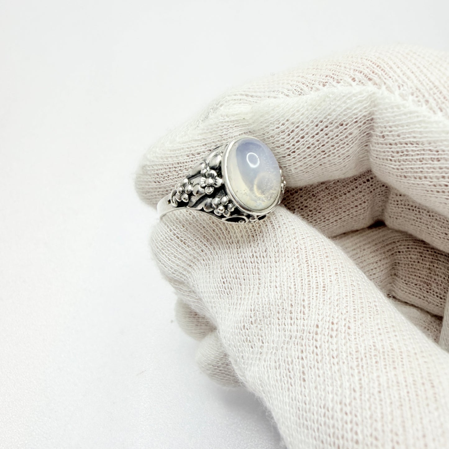 Sweden year 1954. Vintage Solid Silver Moonstone Ring.