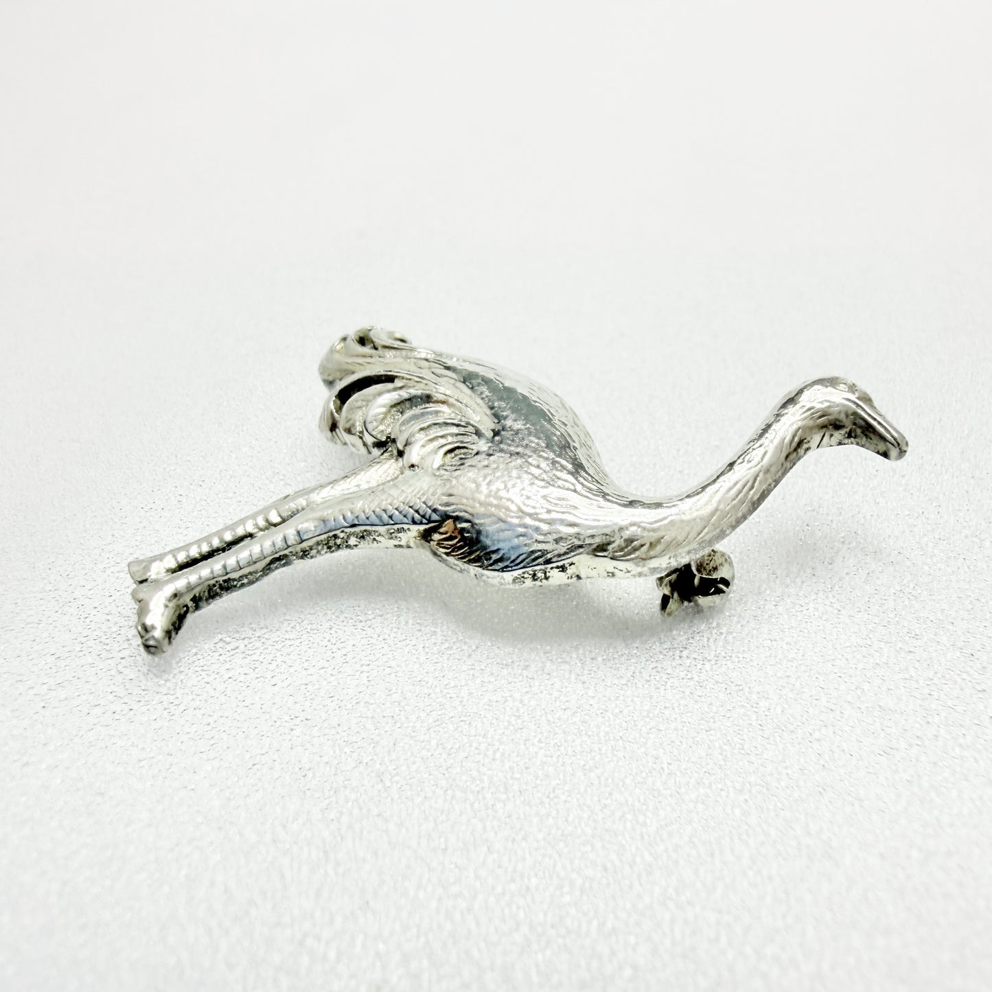 Vintage c 1950s. Solid Silver Novelty Ostrich Bird Brooch.