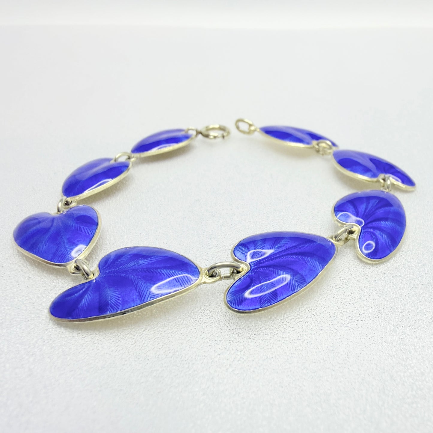 Finn Jensen, Norway. Vintage Sterling Silver Blue Enamel Bracelet.