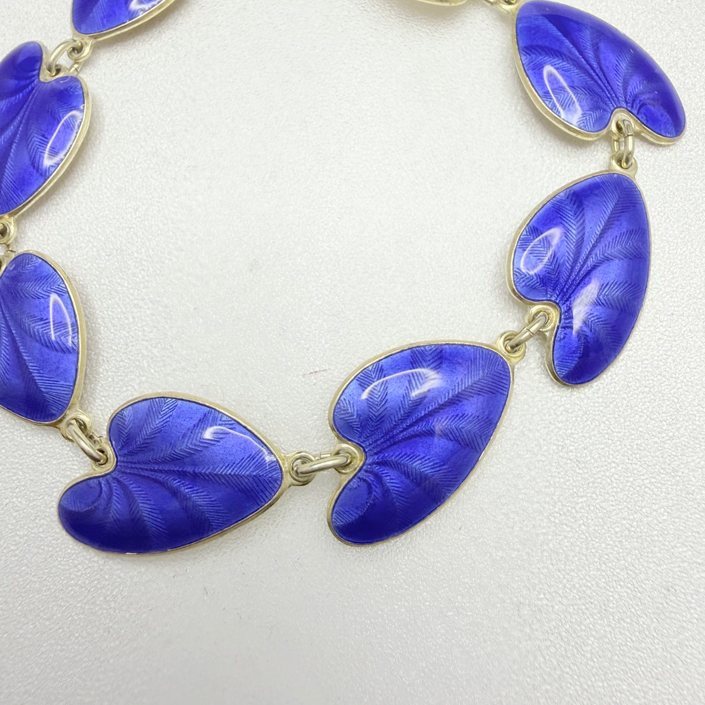 Finn Jensen, Norway. Vintage Sterling Silver Blue Enamel Bracelet.