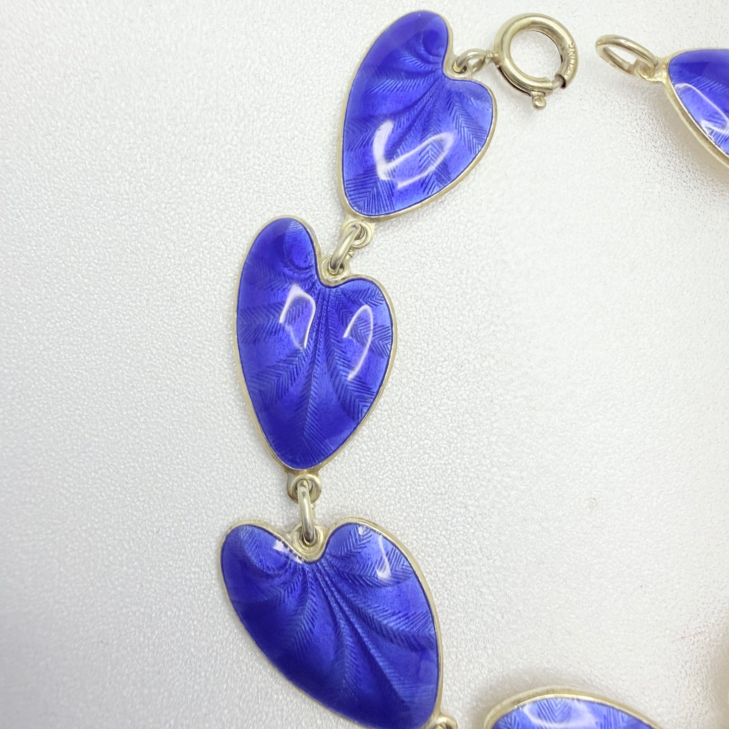 Finn Jensen, Norway. Vintage Sterling Silver Blue Enamel Bracelet.
