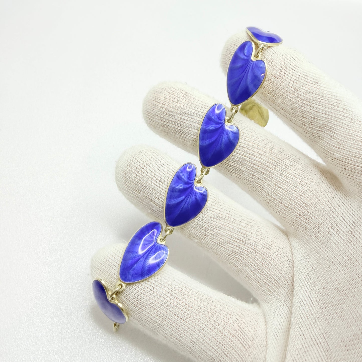 Finn Jensen, Norway. Vintage Sterling Silver Blue Enamel Bracelet.