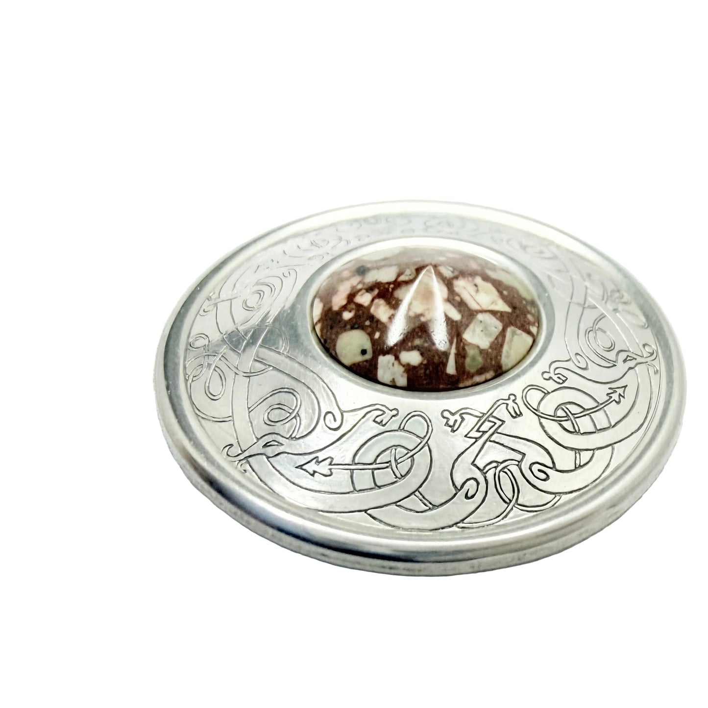 Stenlya, Sweden 1971. Vintage Sterling Silver Porphyry Dragestil Brooch Pendant.