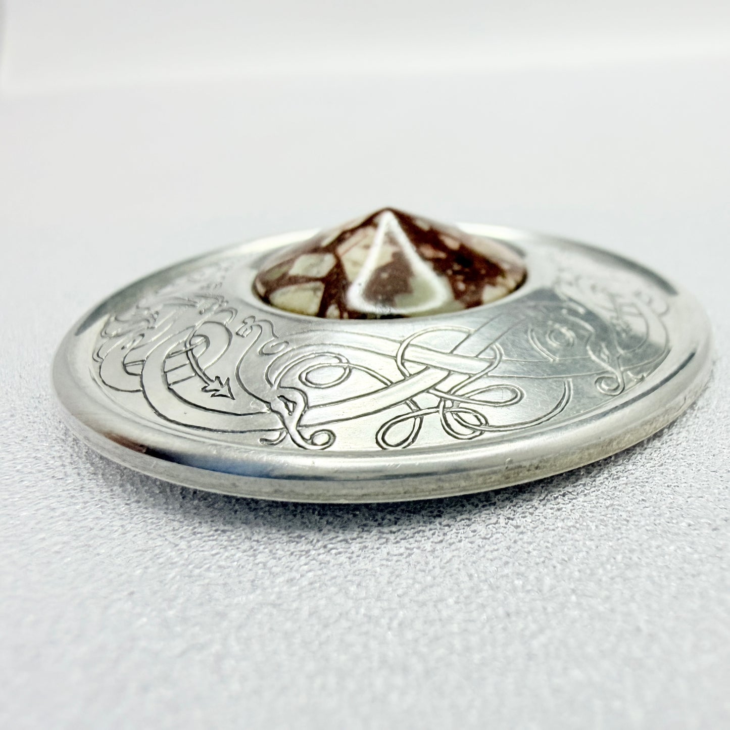 Stenlya, Sweden 1971. Vintage Sterling Silver Porphyry Dragestil Brooch Pendant.
