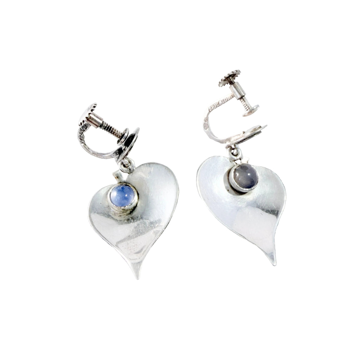 Elsbri, Sweden 1954. Vintage Sterling Silver Chalcedony Earrings.