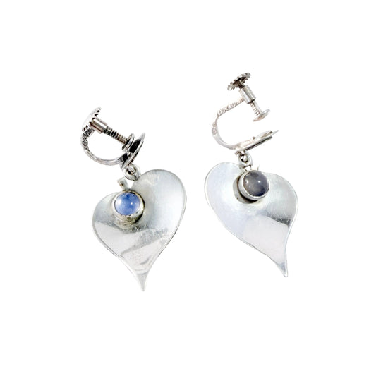 Elsbri, Sweden 1954. Vintage Sterling Silver Chalcedony Earrings.