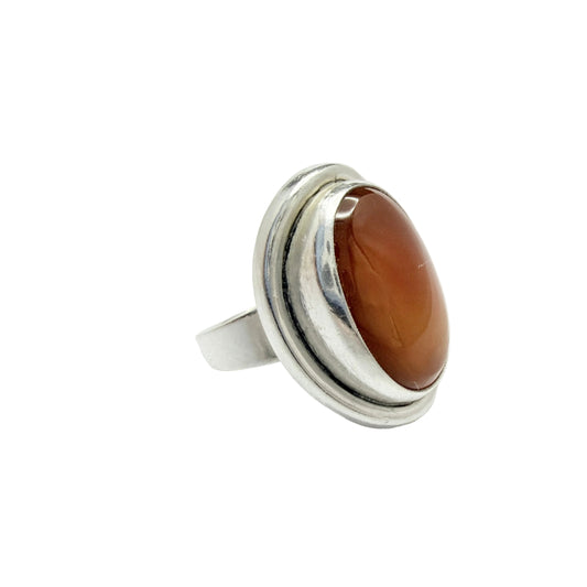Herman Siersbøl, Denmark 1950-60s Vintage Solid Silver Carnelian Ring.