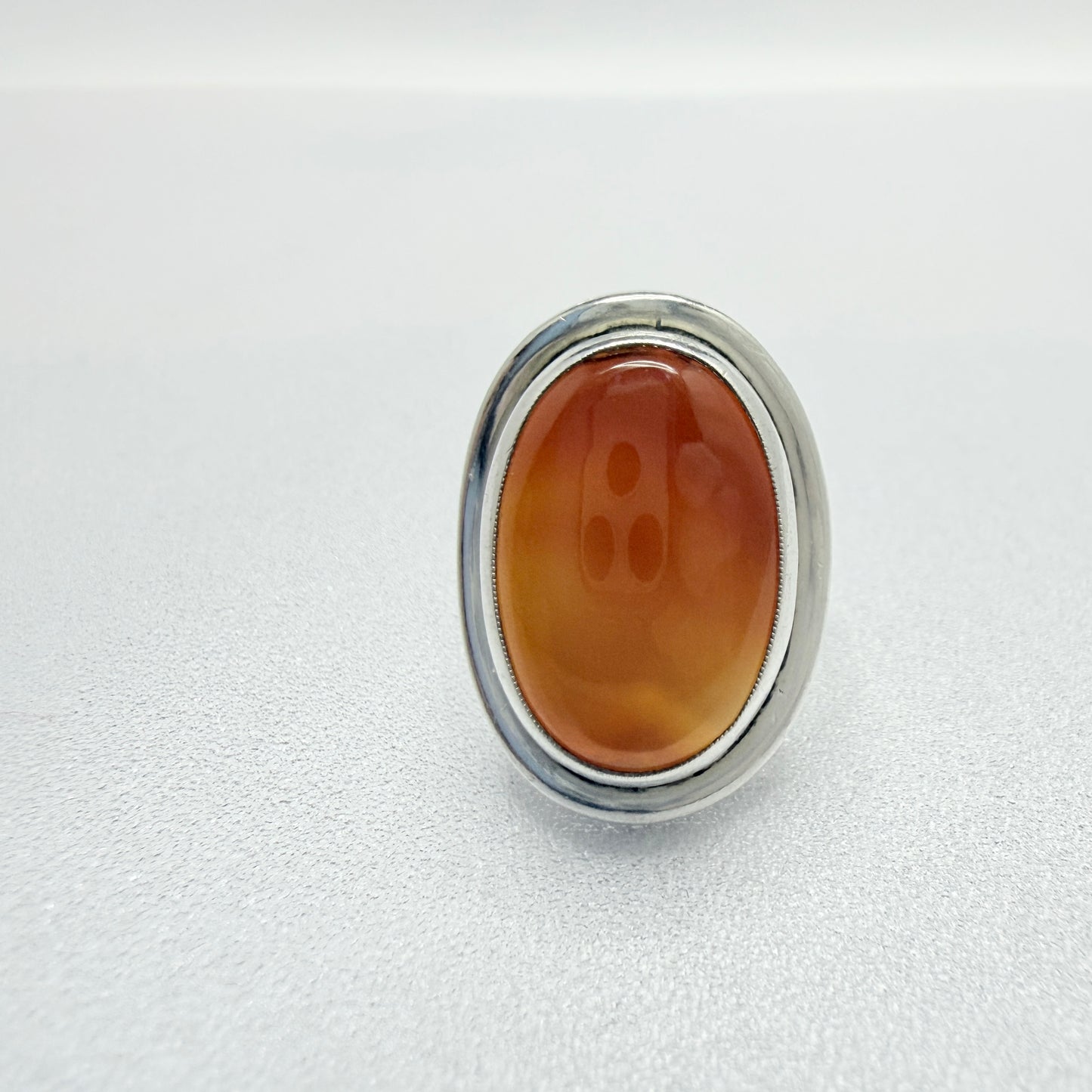 Herman Siersbøl, Denmark 1950-60s Vintage Solid Silver Carnelian Ring.