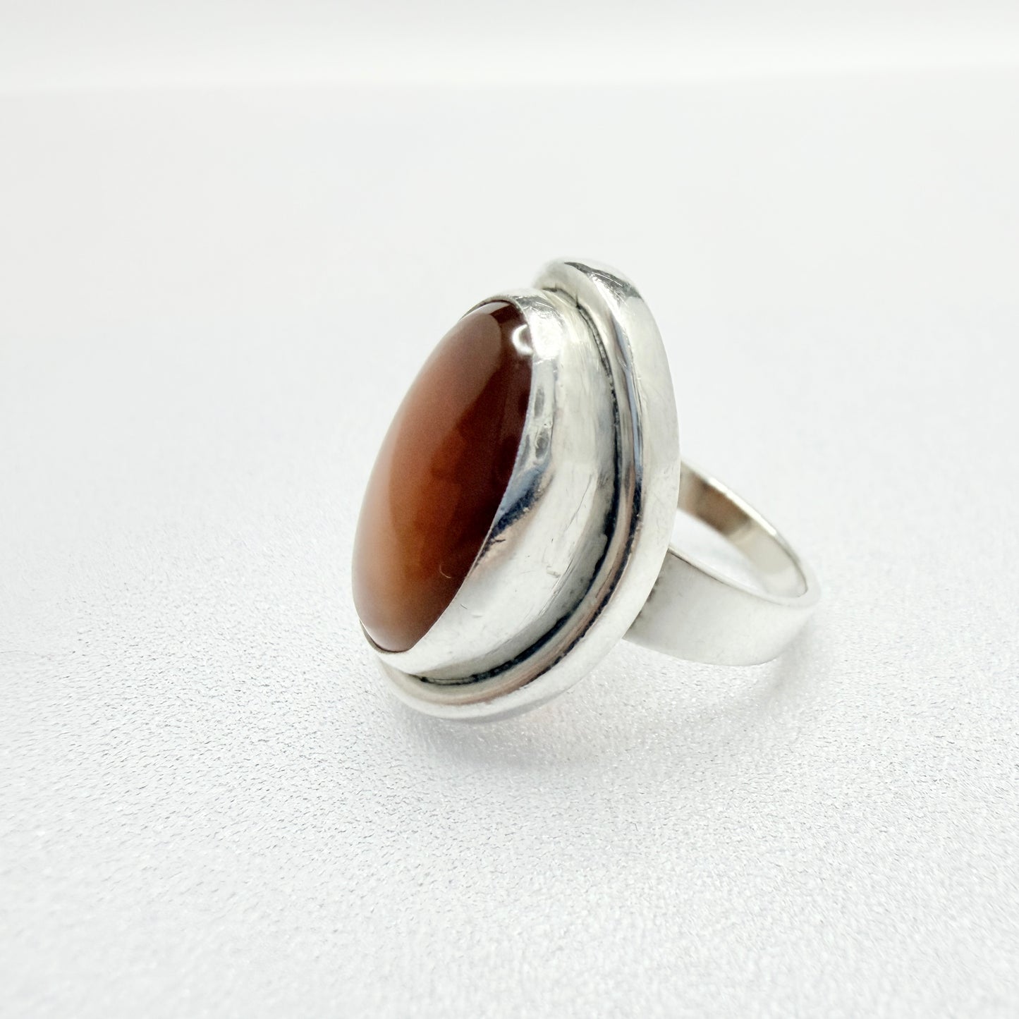 Herman Siersbøl, Denmark 1950-60s Vintage Solid Silver Carnelian Ring.