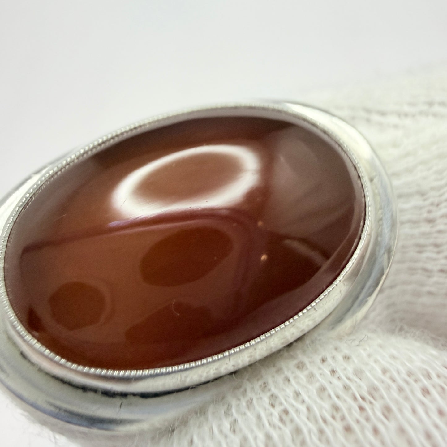 Herman Siersbøl, Denmark 1950-60s Vintage Solid Silver Carnelian Ring.