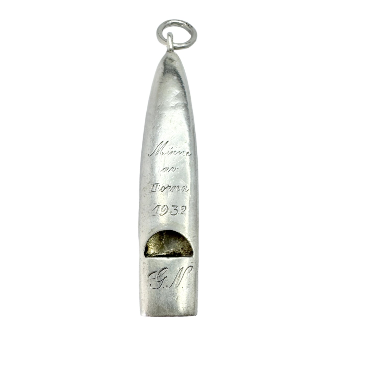 Sweden 1932. Vintage Solid 900 Silver Whistle Pendant.
