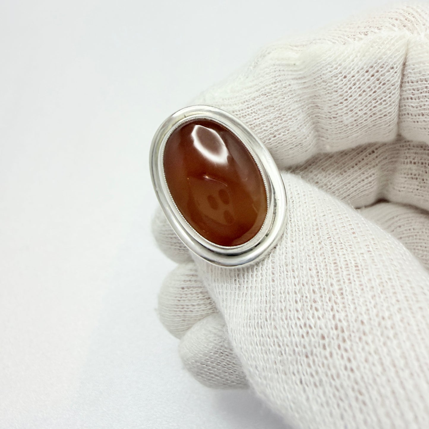 Herman Siersbøl, Denmark 1950-60s Vintage Solid Silver Carnelian Ring.