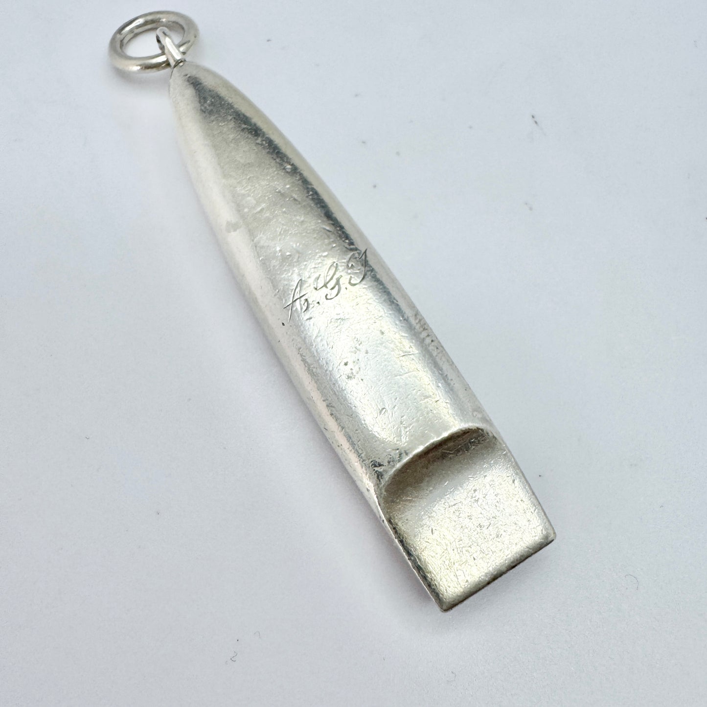 Sweden 1932. Vintage Solid 900 Silver Whistle Pendant.