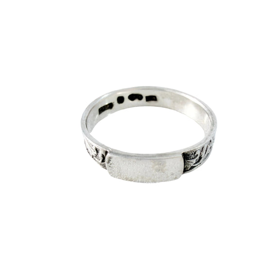 Ekström & Blohm, Sweden 1936. Vintage Unisex Solid Silver Band Monogram Ring with Unengraved Table