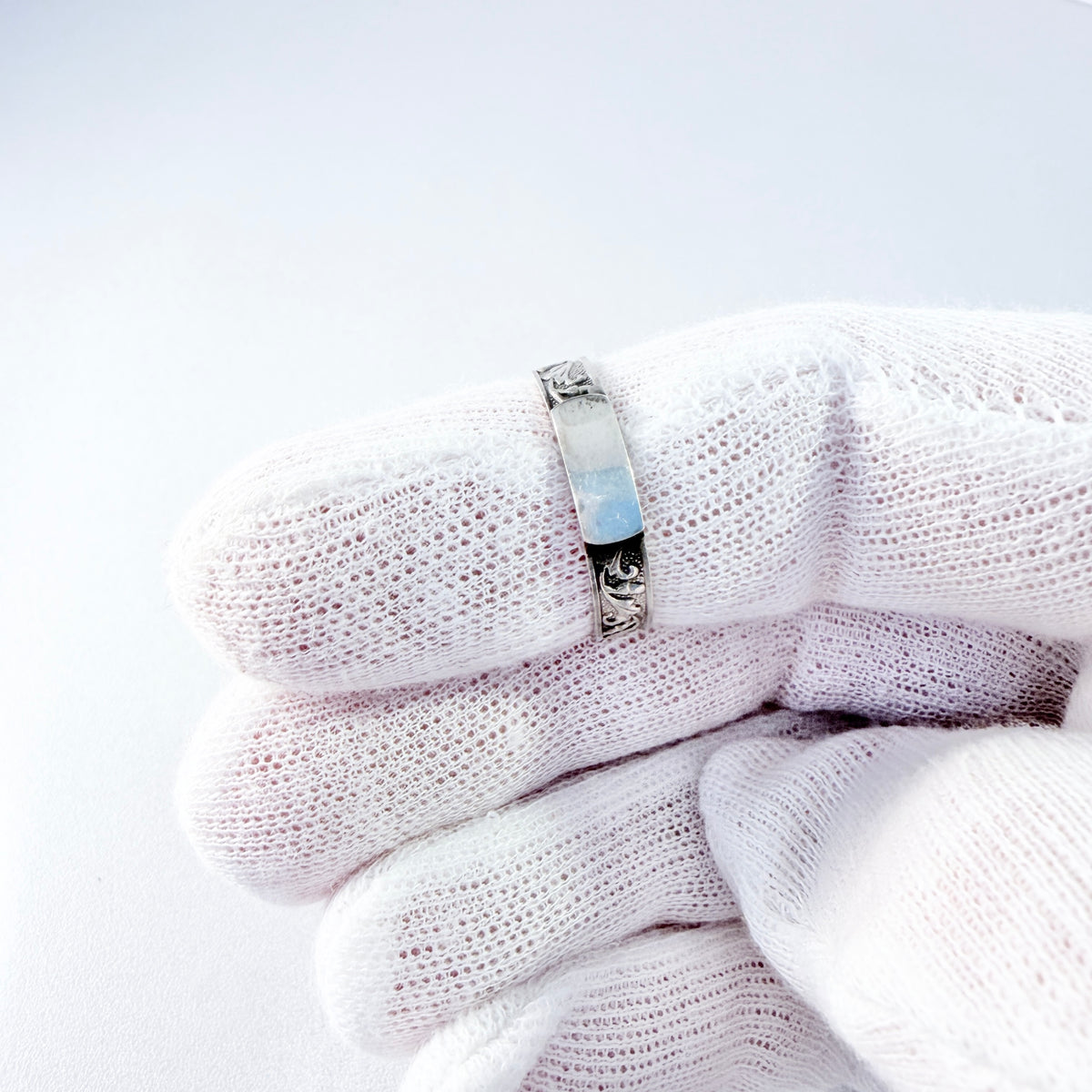 Ekström & Blohm, Sweden 1936. Vintage Unisex Solid Silver Band Monogram Ring with Unengraved Table