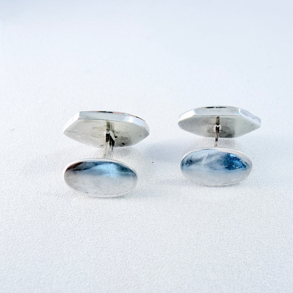 Ceson, Sweden 1961. Vintage Solid Silver Granite Cufflinks.